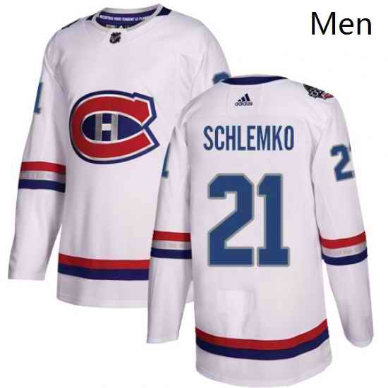 Mens Adidas Montreal Canadiens 21 David Schlemko Authentic White 2017 100 Classic NHL Jersey